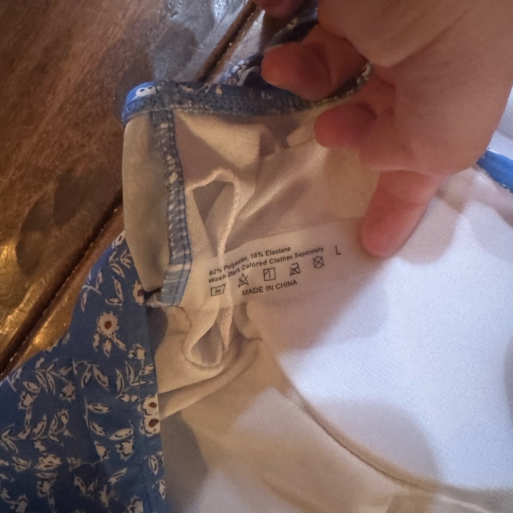 Blue Floral Women's Swimsuit - Picture 4 of 5